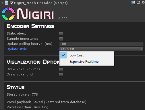 Mesh Encoder inspector UI.