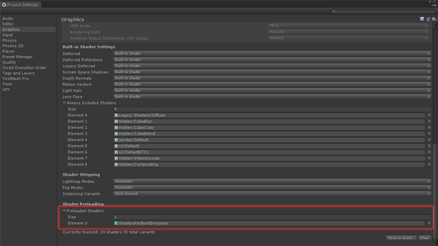 Setting: Shader preloading.